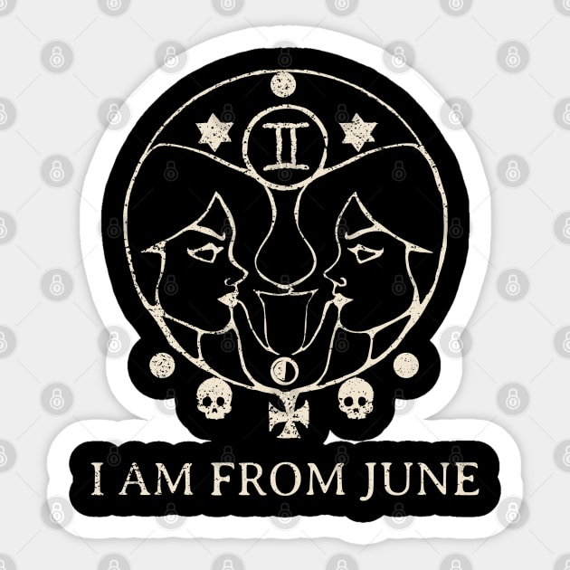 Born in June – Gemini Zodiac Design Sticker by Stylecombinator